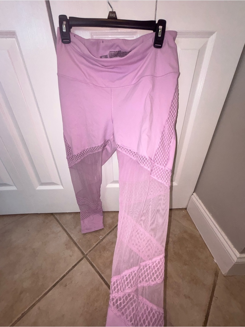 Victoria's Secret Light Pink Athletic Leggings with Mesh Trim